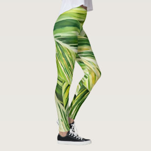 Grüne tropische Blätter Kunst Leggings