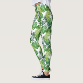 Grüne tropische Blätter Leggings