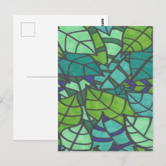 Grüne tropische Blätter Postkarte (Vorne/Hinten)