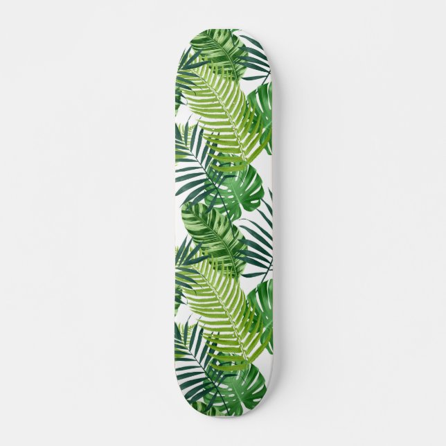 Grüne tropische Blätter Skateboard (Vorne)