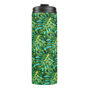 Grüne tropische Blätter Thermal Tumbler Thermosbecher
