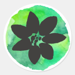 Grüne tropische Blume Runder Aufkleber