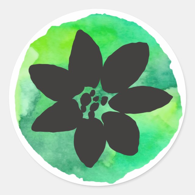 Grüne tropische Blume Runder Aufkleber (Vorderseite)
