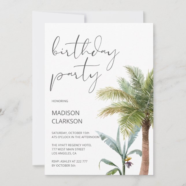 Grüne tropische Einladung zum Geburtstag (Vorderseite)