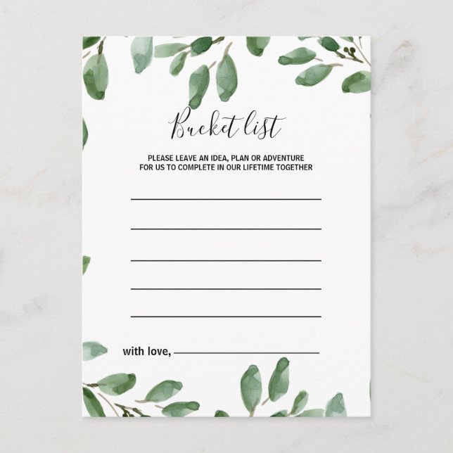 Grüne tropische Eukalyptus-Bucketkarten Postkarte (Vorderseite)
