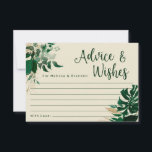 Grüne tropische Folies Hinweiskarte<br><div class="desc">Tropical Foliage Trendy Greenery und Verlasse Gerahmte Personalisierte Hochzeitsempfehlung oder Party Advice & Wish Card für Braut und Bräutigam - mit Braut und Bräutigam Namen, Ort und Datum. Ideal für die Tischdekoration! In einer kühnen Farbpalette mit reichhaltigen Grüntönen, smaragdgrünen und goldenen Folie aussehen. Dieses Design ist perfekt für einen Strand,...</div>