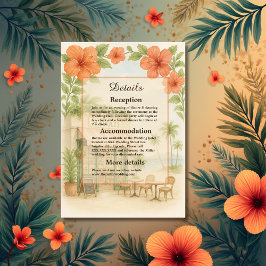 Grüne tropische Hawaii-Hochzeit in Urlaubsort Begleitkarte