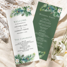 Grüne tropische indische Pfauenfedern Hochzeit