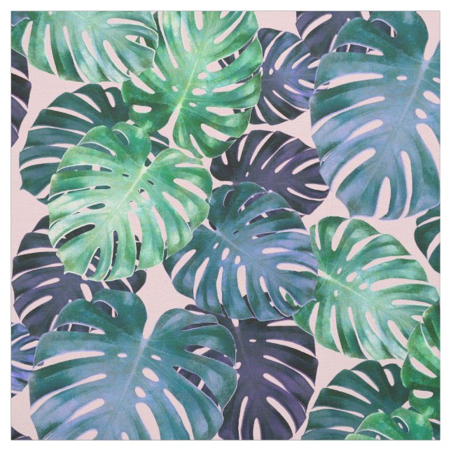 Grüne tropische Monstera-Blätter Stoff (Muster)
