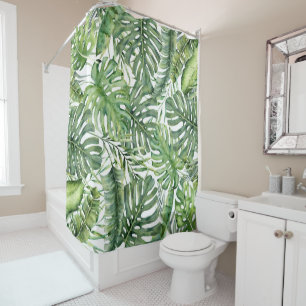 Grüne tropische Palmblätter Sommer Inselbrise Duschvorhang