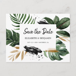 Grüne tropische Sommer-Blätter Save the Date Postkarte
