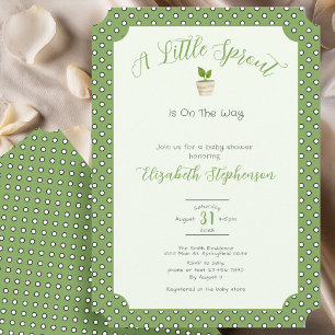 Grüne Tupfen Little Sprout Baby Shower Einladung