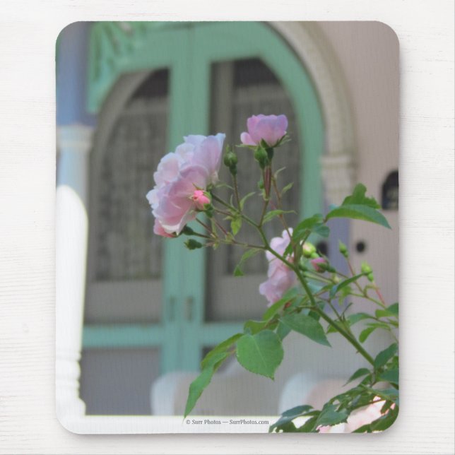 Grüne Tür und Rose - Martha's Vineyard Mousepad (Vorne)