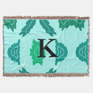 Grüne Türkis-Blatt-Blumenmuster fügen Monogramm hi Decke