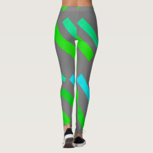 Grüne Türkisblöcke Abstrakte Leggings