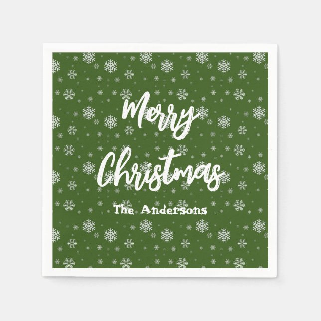 Grüne Typografie Festival Moderne frohe Weihnachte Serviette (Vorderseite)