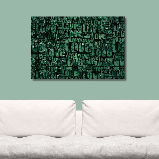 Grüne Typografie-LIEBE Poster (Love Clover Poster, Green and Black Wall Art)