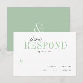 Grüne Typografie minimalistische Hochzeit RSVP Karte
