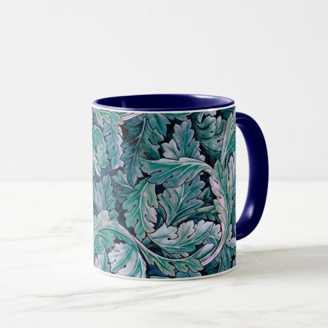 Grüne und Aquamarine Morris-Blätter Tasse (VorderseiteRechts)