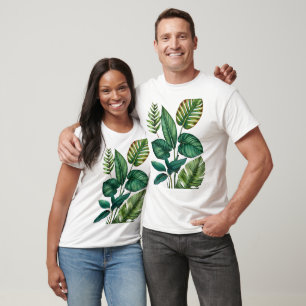 Grüne und Aquamarine Palme Monstera Tropische Blät T-Shirt