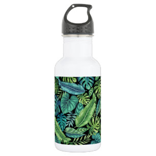 Grüne und Aquamarine tropische Palmen Banana Monst Edelstahlflasche