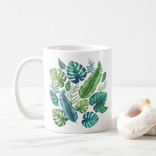 Grüne und Aquamarine tropische Palmen Banana Monst Kaffeetasse