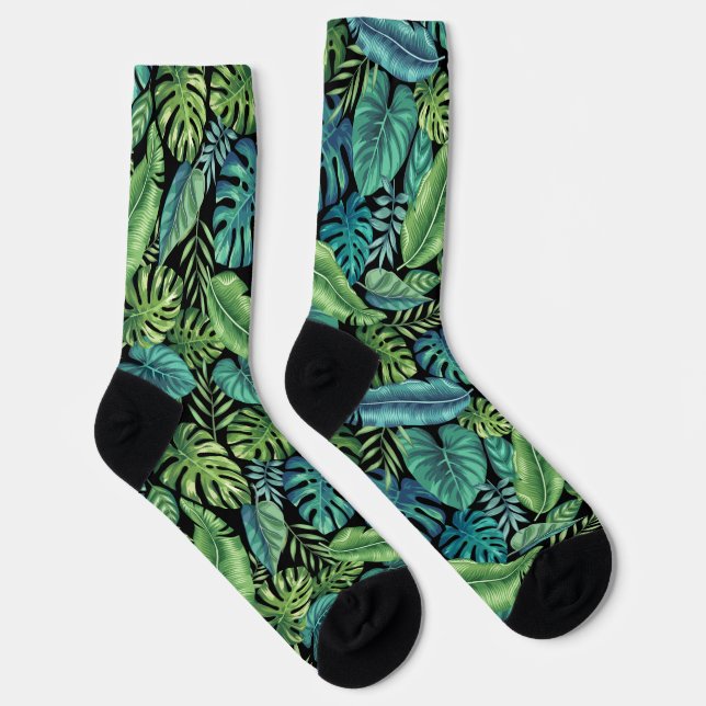 Grüne und Aquamarine tropische Palmen Banana Monst Socken (Rechts)