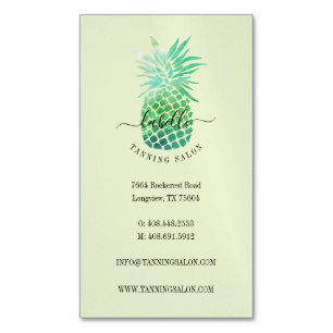 Grüne und Aquamarine Wasserfarbe Tropische Ananas Magnetische Visitenkarte