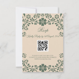 Grüne und beige grüne Hochzeit RSVP Karte