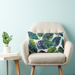 Grüne und blaue Blatt Philodendron Botanik   Lendenkissen