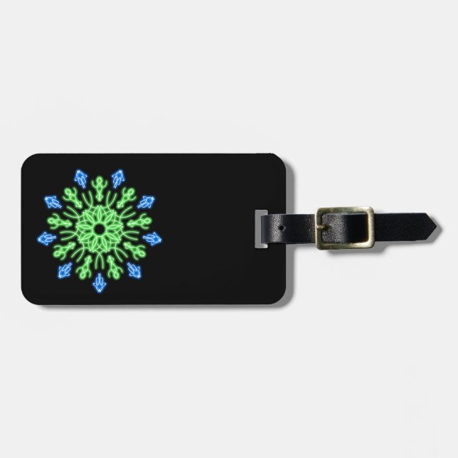 Grüne und blaue Blume Gepäckanhänger (Vorderseite horizontal)
