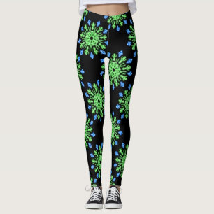 Grüne und blaue Blume Leggings