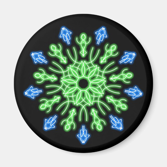 Grüne und blaue Blume Magnet (Vorne)