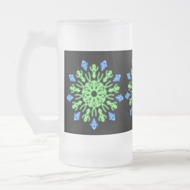 Grüne und blaue Blume Mattglas Bierglas (Links)