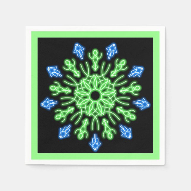 Grüne und blaue Blume Serviette (Vorderseite)