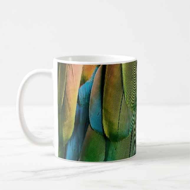 Grüne und blaue Federn Kaffeetasse (Links)