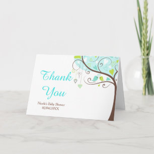 Grüne und blaue florale Baby Shower Danksagung für Dankeskarte