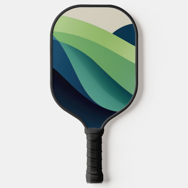 Grüne und blaue Formen Pickleball Schläger (Vorderseite)