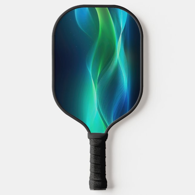 Grüne und blaue, glühende Linien Pickleball Schläger (Vorderseite)