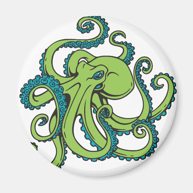 Grüne und Blaue Kraken Magnet (Vorne)