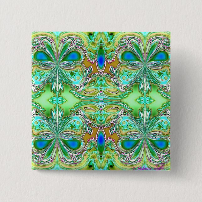 Grüne und blaue Schmetterlinge Button (Vorderseite)