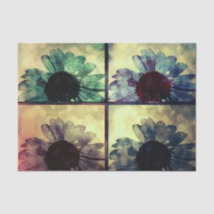Grüne und blaue Sonnenblumen Kunst Seidenpapier