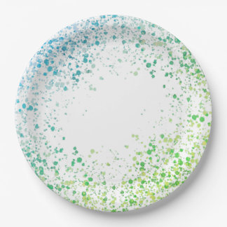 Grüne und blaue Spritzer-Papierteller Pappteller