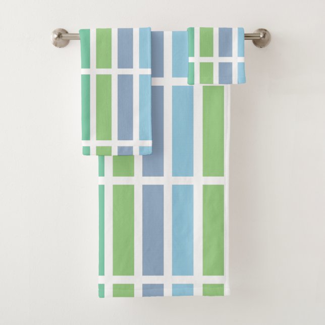 Grüne und blaue Streifen Badhandtuch Set (Insitu)