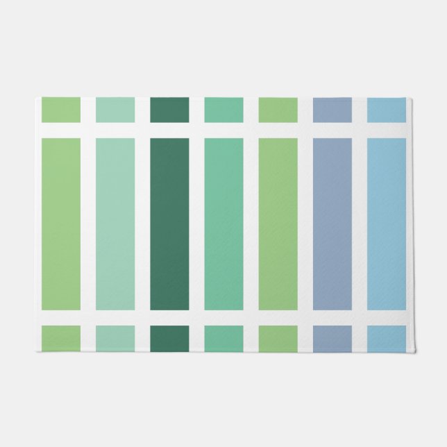 Grüne und blaue Streifen Fußmatte (Vorderseite)