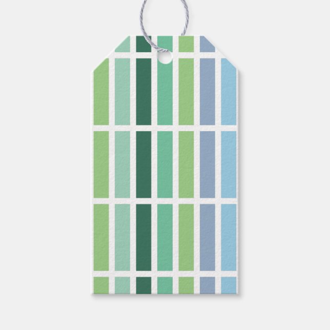 Grüne und blaue Streifen Geschenkanhänger (Vorderseite)