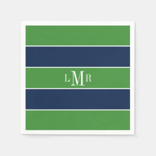 Grüne und blaue Streifen und Monogramm Serviette