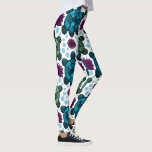 Grüne und Blaugrüne Seeschildkröten Lotus-Muster Leggings