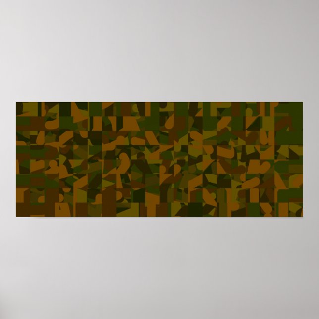 Grüne und braune Camouflage, Abstraktes Muster. Poster (Vorne)