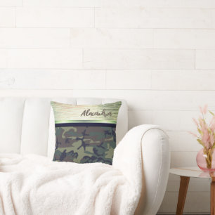 Grüne und braune Camouflage Schimmerchic Custom Kissen